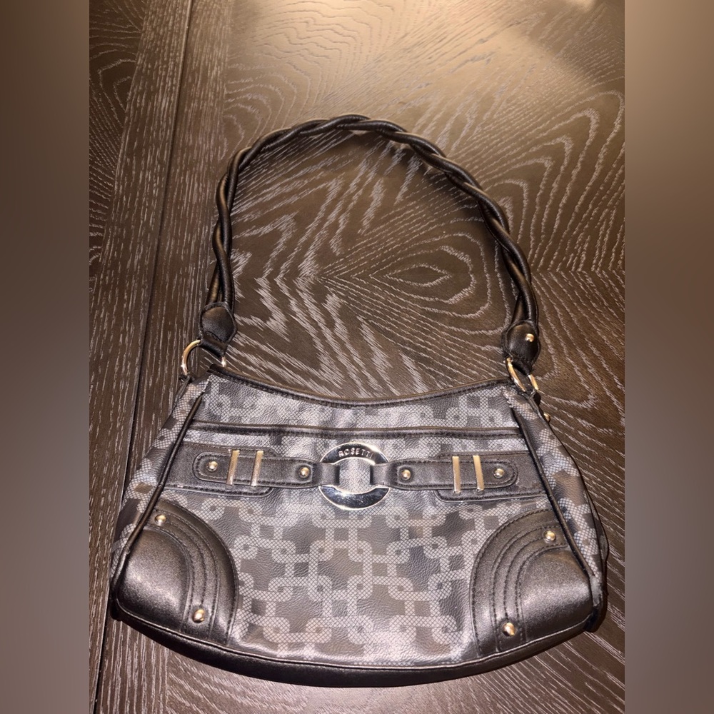 Rosetti Gray and Black Patterned Shoulder Bag